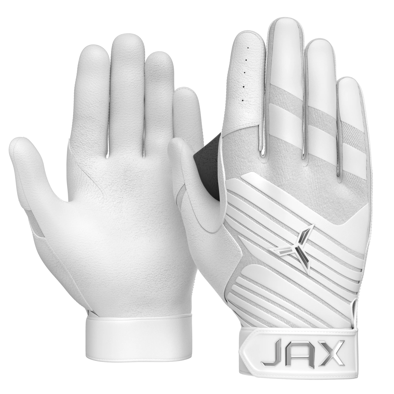 JAX Batting Gloves Pro Model Adult Batting Gloves (Arctic White) 3 JAX Batting Gloves Pro Model Adult Batting Gloves (Arctic White)