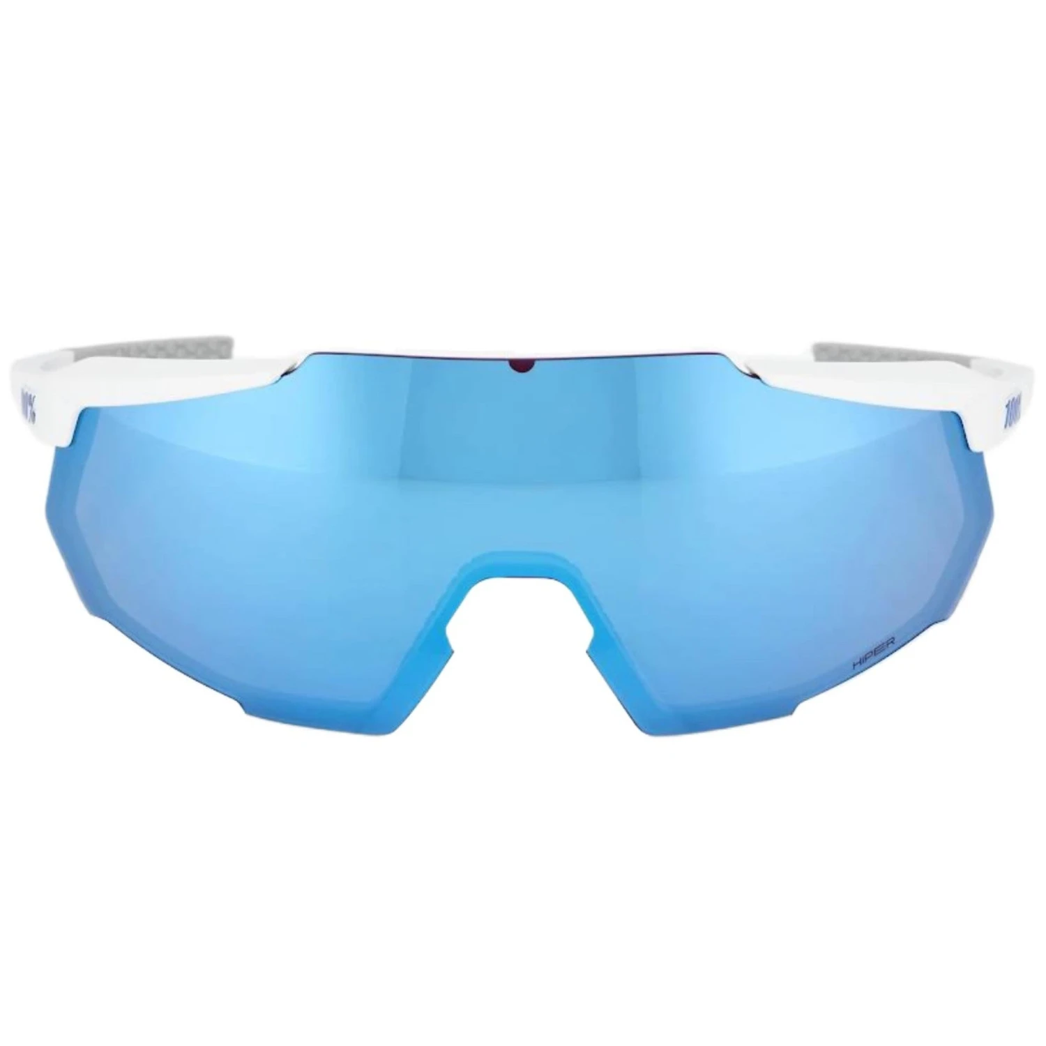 100% Racetrap 3.0 Sport And Cycling Sunglasses With HD Lenses (Matte White - Hiper Blue Multilayer Mirror Lens) 4 100% Racetrap 3.0 Sport And Cycling Sunglasses With HD Lenses (Matte White - Hiper Blue Multilayer Mirror Lens) - Image 2