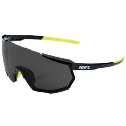 100% Racetrap 3.0 Sport And Cycling Sunglasses With HD Lenses (Gloss Black - Smoke Lens)