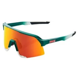 100% S3 Sport Performance Vented Baseball Sunglasses W/ Interchangeable Lenses (BORA - Hansgrohe Team Gloss Metallic / Matte White - HiPER Red Multilayer Mirror Lens)