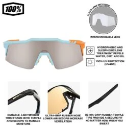 100% Speedcraft SL Performance Vented Baseball Sport Sunglasses (Soft Tact Two Tone-HiPER Silver Mirror Lens) 12 100% Speedcraft SL Performance Vented Baseball Sport Sunglasses (Soft Tact Two Tone-HiPER Silver Mirror Lens) -Deals Baseball Store 100 60008 00011SoftTact2Tone SilverMirrorLensinfo