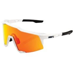100% Speedcraft Sport Performance Baseball Sunglasses HD Interchangeable Lens (Off White/Red Multilayer Mirror)
