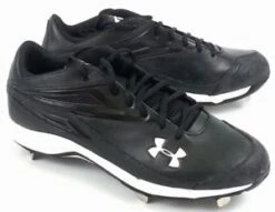 New Under Armour Men's Clean Up Low ST Metal Baseball Cleats Black/White 10.5