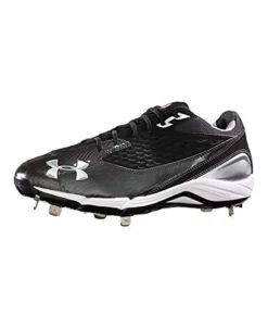 New Under Armour Men's Natural II Low Metal Baseball Cleats Black/White Men 11