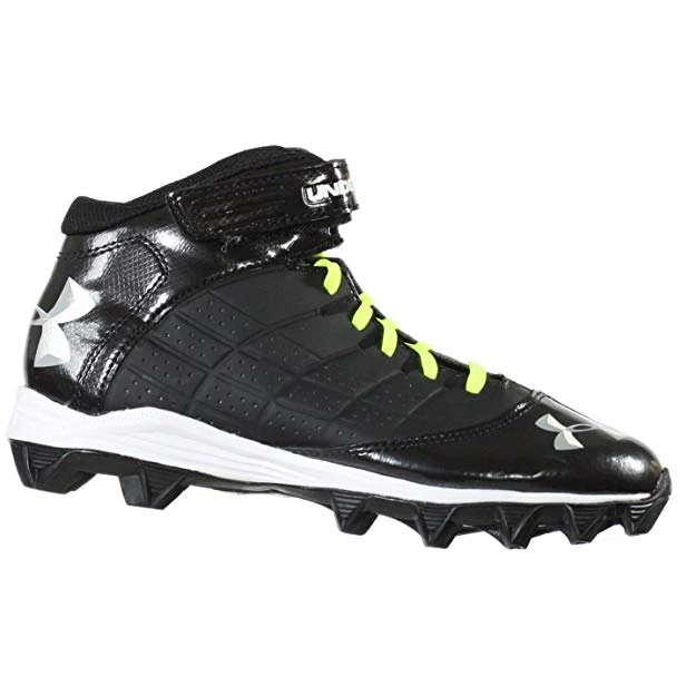 New Under Armour Boy's 10k Crusher Mid Football Cleat Black/White 3 New Under Armour Boy's 10k Crusher Mid Football Cleat Black/White