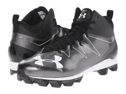 New Under Armour Hammer Mid RM Molded Football Cleats Blk/Wht Men's 11