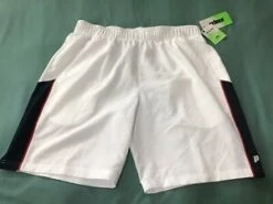 New Prince Tennis Shorts Men Terry Lined Pocket 11" Inseam Medium Wht/Nvy/Rd