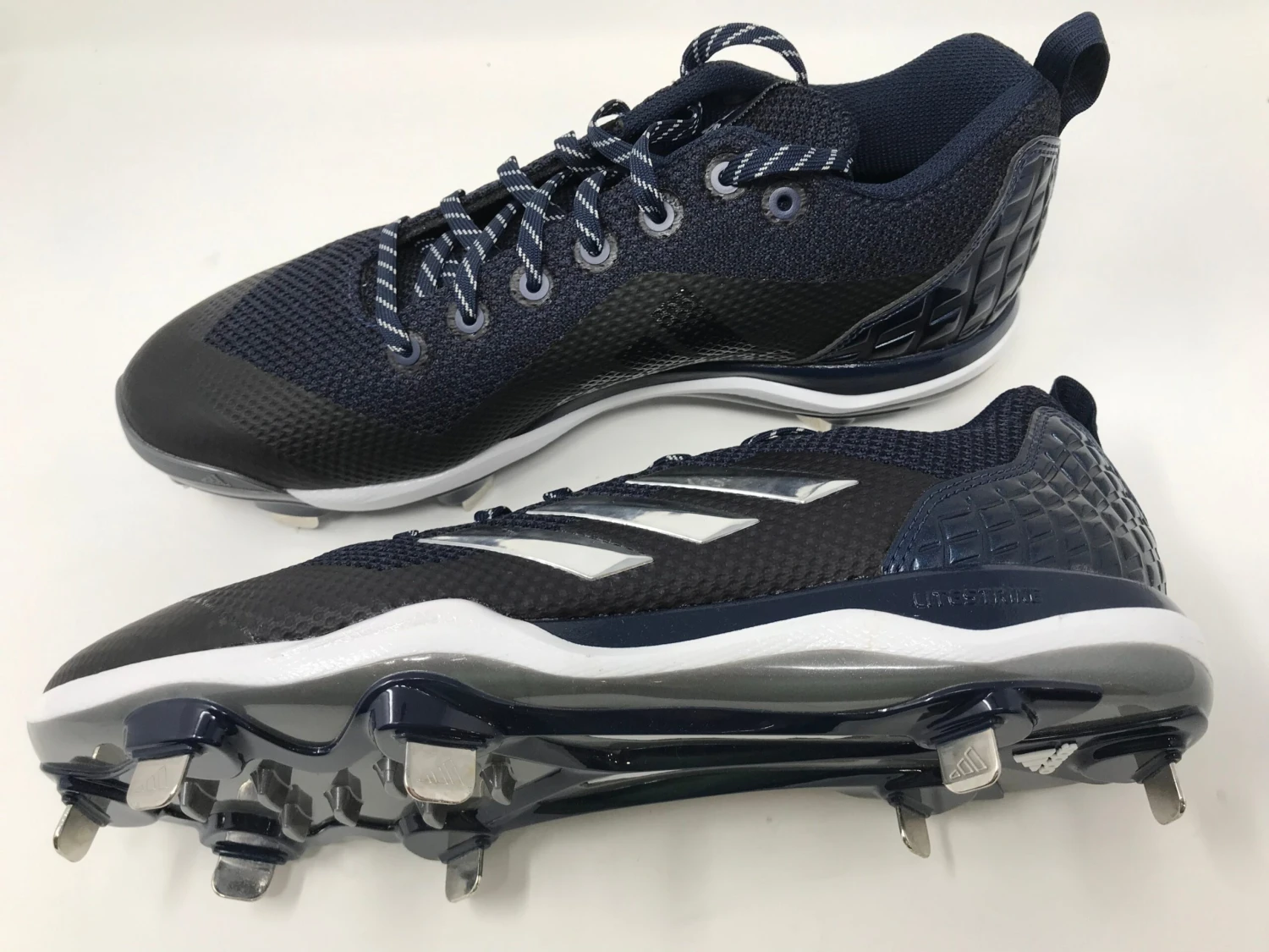 New Adidas Mens 12.5 PowerAlley 5 Baseball Cleat SS Navy/Black/Silver B39183 4 New Adidas Mens 12.5 PowerAlley 5 Baseball Cleat SS Navy/Black/Silver B39183 - Image 2