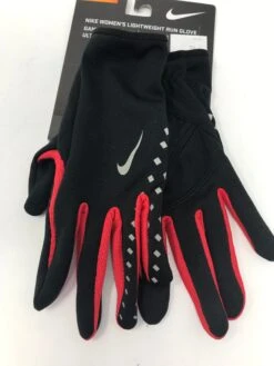 New Nike Women's Lightweight Running Gloves (Black/Silver/Red Medium)
