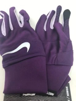 New Nike Dri Fit Tempo Running Gloves Women's Small Adult Purple/White