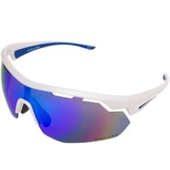 Rawlings Adult Sport Baseball Sunglasses Lightweight Stylish 100% UV Poly Lens (White/Blue)