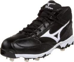 New Mizuno 9 Spike Vintage Mid G5 320289 Baseball Cleats Mens 8.5 Black/White