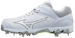 New Mizuno Wmn's 5 9-Spike Swift 5 Molded Baseball Cleat Shoe Wht/Wht