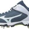 New Mizuno Wmn's 11 9-Spike Swift 5 Molded Baseball Cleat Shoe Navy/White