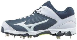 New Mizuno Wmn's 10.5, 9-Spike Swift 5 Molded Baseball Cleat Shoe Navy/White