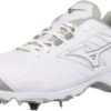 New Mizuno Women's 9-Spike Advanced Sweep 4 Metal Softball Cleats 10.5 Wht/Gry