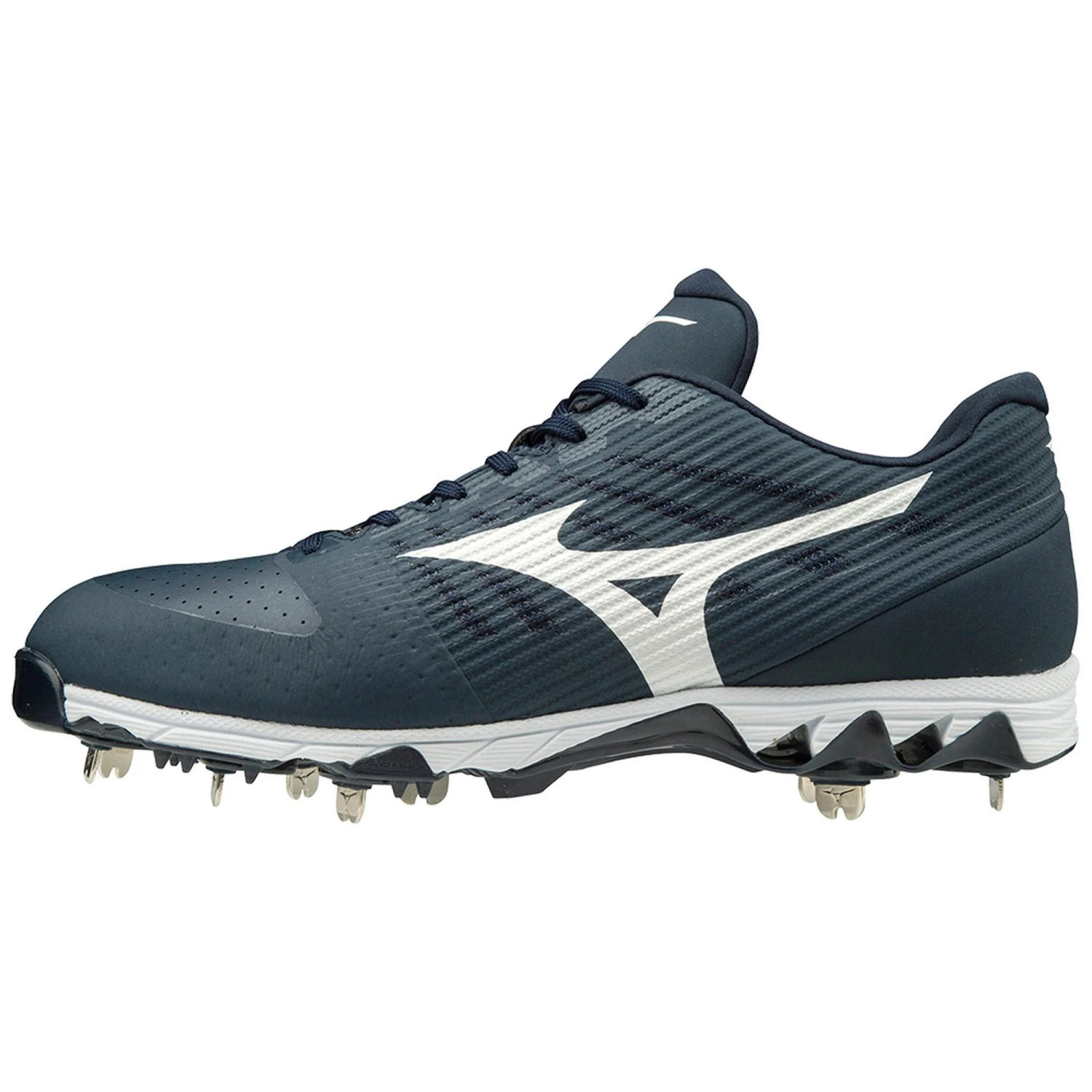 Mizuno 9-Spike Ambition Low Men's Metal Baseball Cleats (Navy/White) 3 Mizuno 9-Spike Ambition Low Men's Metal Baseball Cleats (Navy/White)