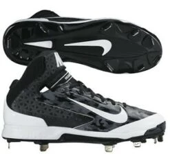 New Nike Huarache Pro Mid Men's 9.5 Baseball Metal Cleats Black/White