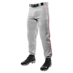 Champro Triple Crown Classic W/ Braid Mens Baseball Pants (Gray/Scarlet)