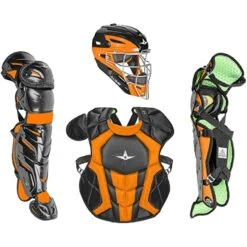 All-Star System 7 Axis Intermediate NOCSAE Approved Catcher's Kit (Black/Orange)