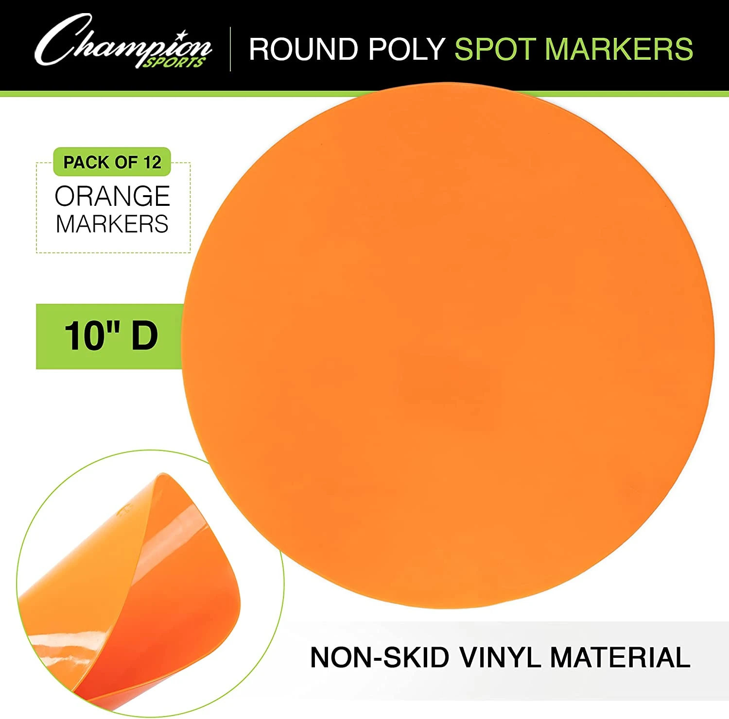 New Champion Sports Round Poly Spot Markers For Sports 9 Inch Orange 4 New Champion Sports Round Poly Spot Markers For Sports 9 Inch Orange - Image 2