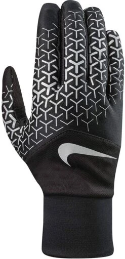 New Nike Dri Fit Tempo 360 Running Gloves Women's Medium Adult Black/Silver