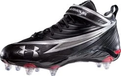 New Under Armour Fierce II Mid Detachable Football Cleat Men's 11.5 Blk/Slvr/Rd
