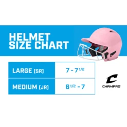 CHAMPRO HX Rise Pro Fastpitch Softball Batting Helmet With Facemask Glossy Finish (Pink) 19 CHAMPRO HX Rise Pro Fastpitch Softball Batting Helmet With Facemask Glossy Finish (Pink) -Deals Baseball Store CHAMPRO FASTPITCH HELMET WITH FACEMASK SIZE CHART BPINK