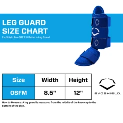 Evoshield PRO-SRZ 2.0 Left Handed Batter's Baseball Softball Leg Guard, Royal 21 Evoshield PRO-SRZ 2.0 Left Handed Batter's Baseball Softball Leg Guard, Royal -Deals Baseball Store EvoShield Leg Guard Size Chart Royal