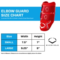 EvoShield PRO-SRZ 2.0 Batter's Baseball Softball Double Strap Elbow Guard, Scarlet 22 EvoShield PRO-SRZ 2.0 Batter's Baseball Softball Double Strap Elbow Guard, Scarlet -Deals Baseball Store EvoShield WB572650 Size Chart Elbow Guard Scarlet