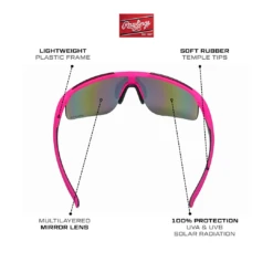 Rawlings Retro Vaporwave Baseball Shield Sunglasses Neon Pink Sunset 16 Rawlings Retro Vaporwave Baseball Shield Sunglasses Neon Pink Sunset -Deals Baseball Store RAW R2210 PinkMatte 2 1