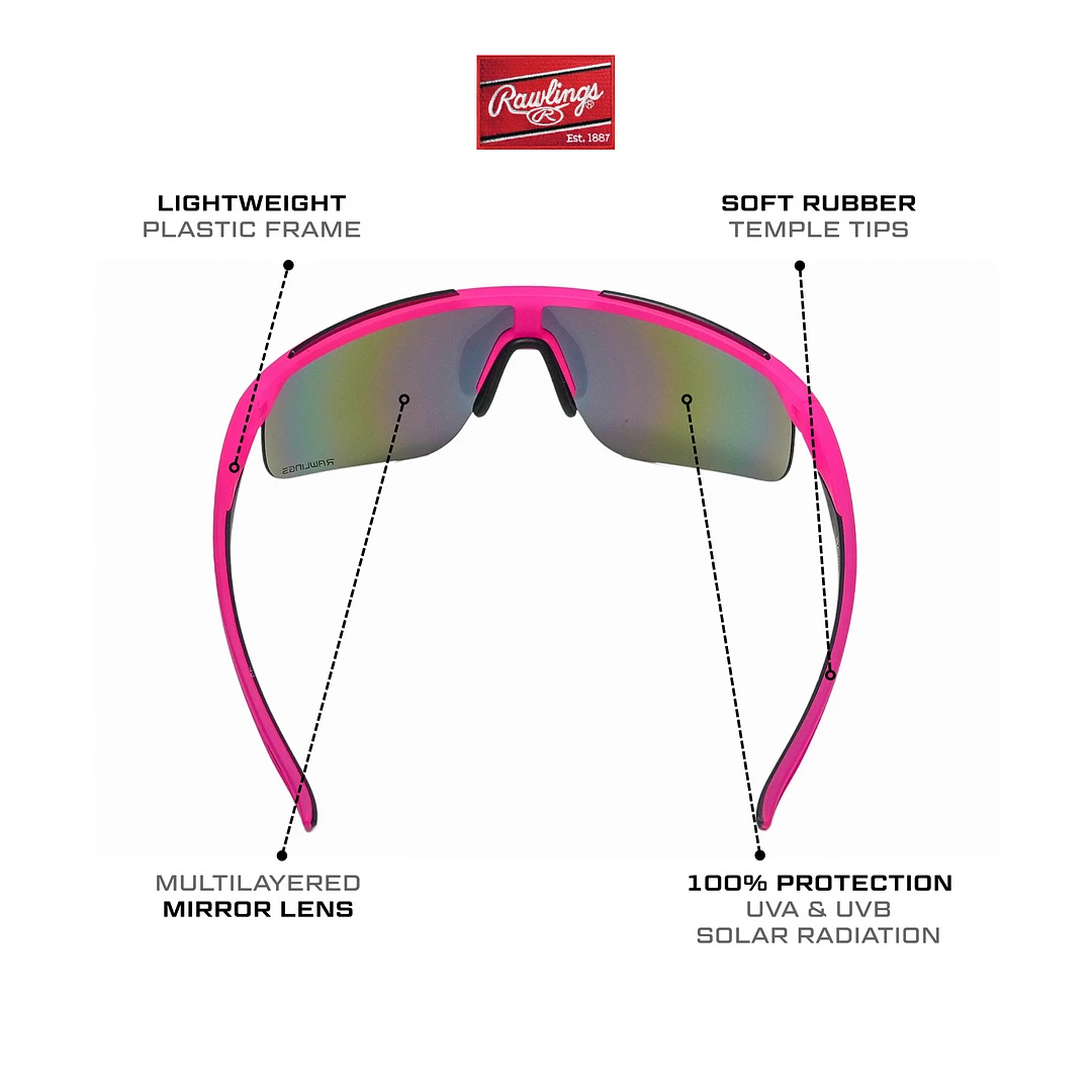 Rawlings Retro Vaporwave Baseball Shield Sunglasses Neon Pink Sunset 8 Rawlings Retro Vaporwave Baseball Shield Sunglasses Neon Pink Sunset - Image 6