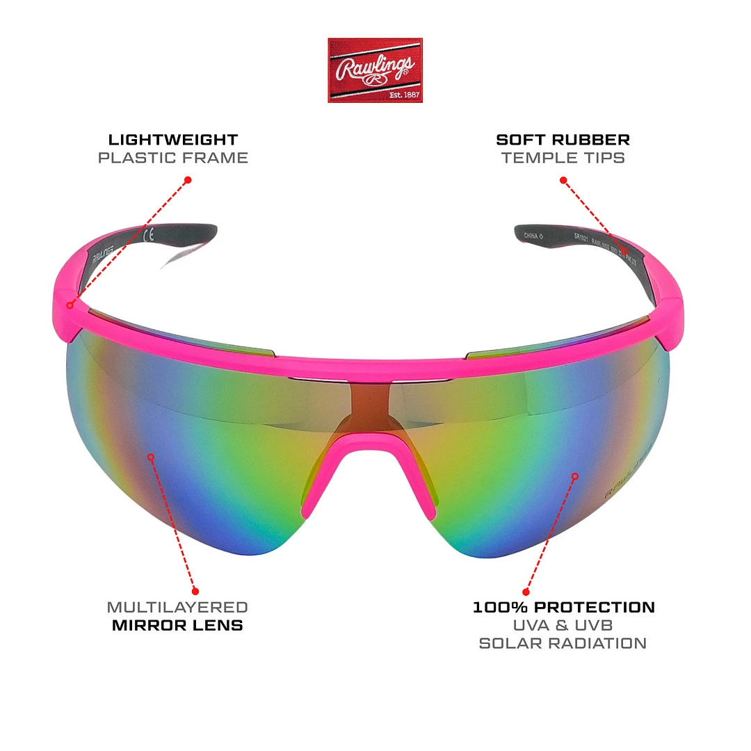 Rawlings Retro Vaporwave Baseball Shield Sunglasses Neon Pink Sunset 7 Rawlings Retro Vaporwave Baseball Shield Sunglasses Neon Pink Sunset - Image 5
