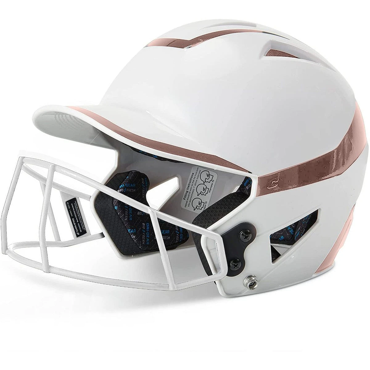 CHAMPRO HX Rise Pro Fastpitch Softball Batting Helmet With Facemask Two-Tone Glossy Finish (White/Rosegold) 3 CHAMPRO HX Rise Pro Fastpitch Softball Batting Helmet With Facemask Two-Tone Glossy Finish (White/Rosegold)