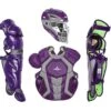 All-Star System7 Axis NOCSAE Adult Two Tone Baseball Catchers Set (Purple)