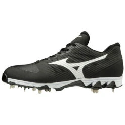 Mizuno 9-Spike Ambition Mid Men's Metal Baseball Cleats (Black/White)
