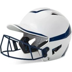 Champro Rise Pro Fastpitch Softball Batting Helmet W/ Facemask (White/Navy)