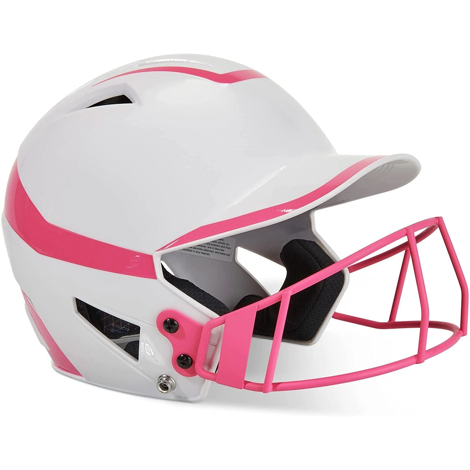 Champro Rise Pro Fastpitch Softball Batting Helmet W/ Facemask (White/Pink) 4 Champro Rise Pro Fastpitch Softball Batting Helmet W/ Facemask (White/Pink) - Image 2