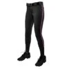 Champro Tournament Traditional Low Rise Girls Fastpitch Softball Pants W/ Braid (Black/Pink)