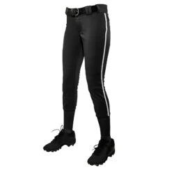 Champro Tournament Traditional Low Rise Girls Fastpitch Softball Pants W/ Braid (Black/White)