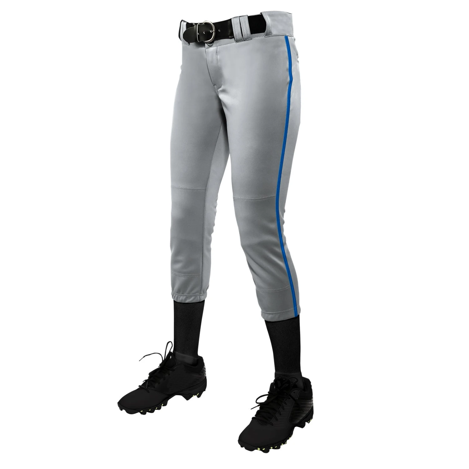 Champro Tournament Traditional Low Rise Womens Fastpitch Pants W/ Braid (Gray/Royal) 3 Champro Tournament Traditional Low Rise Womens Fastpitch Pants W/ Braid (Gray/Royal)