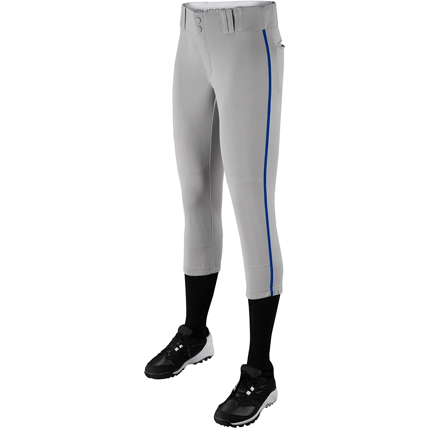 Champro Tournament Traditional Low Rise Womens Fastpitch Pants W/ Braid (Gray/Royal) 4 Champro Tournament Traditional Low Rise Womens Fastpitch Pants W/ Braid (Gray/Royal) - Image 2