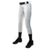 Champro Tournament Traditional Low Rise Womens Fastpitch Pants W/ Braid (White/Royal)