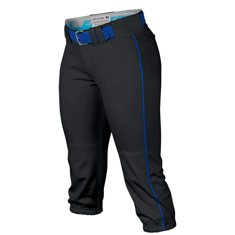 Easton Pro Fastpitch Women's Softball Piped Belt Loops Pants (Black/Royal) 3 Easton Pro Fastpitch Women's Softball Piped Belt Loops Pants (Black/Royal)