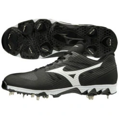 Mizuno 9-Spike Ambition Mid Men's Metal Baseball Cleats (Black/White) 7 Mizuno 9-Spike Ambition Mid Men's Metal Baseball Cleats (Black/White) -Deals Baseball Store f blackwhite