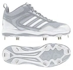 New Adidas Men's Size 9 Excelsior Pro Metal Mid Baseball Cleat Silver/White