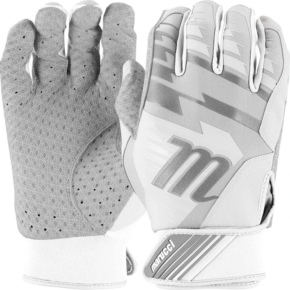 Marucci Tesoro Adult Baseball Batting Gloves (White/Gray) 5 Marucci Tesoro Adult Baseball Batting Gloves (White/Gray) - Image 3