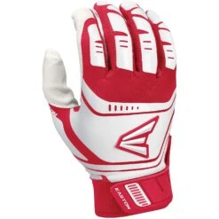 Easton Baseball Walk Off Power Leverage Adult Batting Gloves (White/Red)