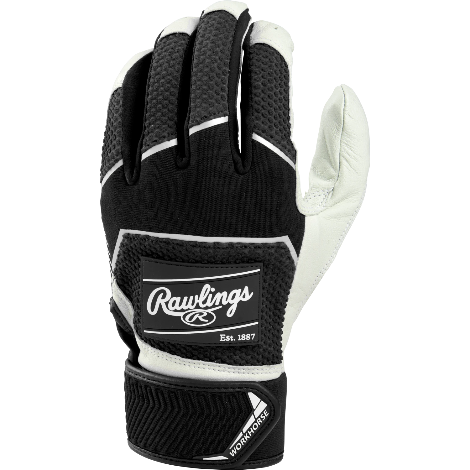 Rawlings Workhorse Adult Baseball Batting Gloves (Black) 4 Rawlings Workhorse Adult Baseball Batting Gloves (Black) - Image 2