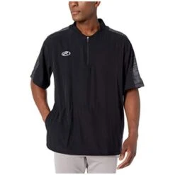 Rawlings Launch Short Sleeve Men's Cage Batting Practice Jacket (Black)